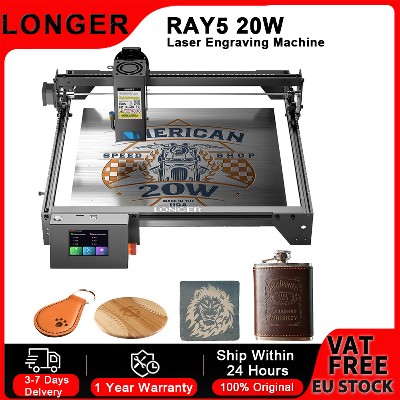 Laserowa grawerka LONGER RAY5 20W punkt ogniskowy 008 01 mm 35calowy ekran dotykowy grawerowanie offline obsługa WiFi aplikacji USB kart TF