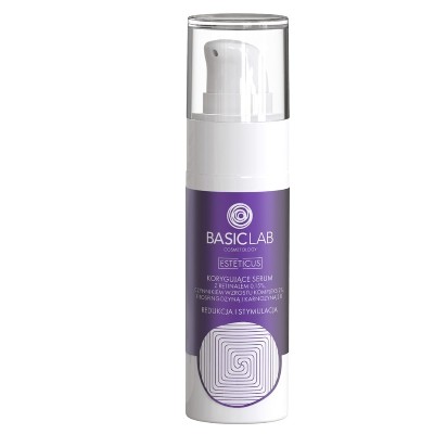 BasicLab Korygujące Serum Retinalem 015 Czynnikiem Wzrostu Kompleks Fitosfingozyną Karnozyną 20 Redukcja Stymulacja Serum nawilżające 30 ml