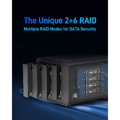 TERRAMASTER D8 Hybrid 8Bay Hybrid RAlD Enclosure USB 32 Gen 10Gbps Type Storage Supports RAID 01SingleJBOD Diskless