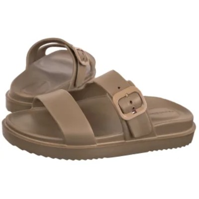 Klapki Th Double Strap Sandal Pearl Safari Canvas Pearlized FW0FW09114 0HT TH1475a Tommy Hilfiger