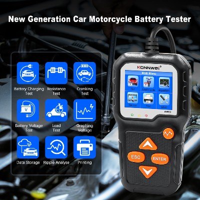 KONNWEI KW650 Tester akumulatora samochodowego 6V 12V Motocykl Samochód Auto Analyzer 100 do 2000 CCA Narzędzie do testowania ładowania rozruchu samochodu Moto