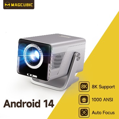 Projektor Magcubic X7 1000 ANSI obsługą 8K inteligentny projektor wbudowanymi aplikacjami 1080P automatycznym ustawianiem ostrości do użytku domowego na zewnątrz systemem Android 14