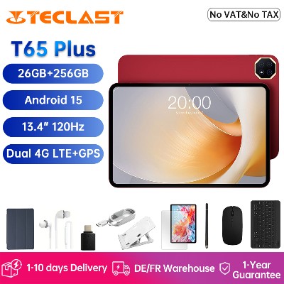 TECLAST T65 Plus Table Computer 20GB RAM8GB12GB128GB ROM Android 15 Tablet 134 Display 120Hz Full HD 4G LTE 13M8M 10000m