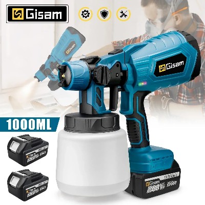 Gisam 1000ml Elektryczny Pistolet Natryskowy HVLP Domowy Opryskiwacz do Farb Kontrola Przepływu Łatwe Malowanie Narzędzie Elektryczne Do Akumulatorów Makita 18v