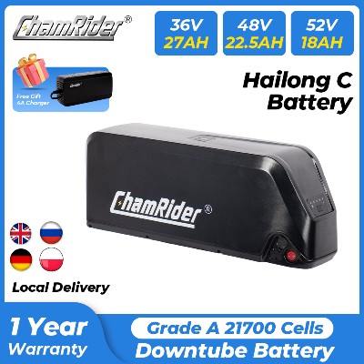Akumulator do roweru elektrycznego ChamRider 48V 36V 52V 24Ah Hailong Max ogniwa 21700 BMS 50A 500W 750W 1000W 1500W pakiet litowy