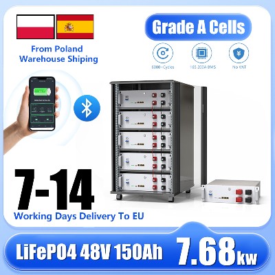 Akumulator LiFePO4 48V 150Ah 76KW Bluetooth 16S 100A BMS 512V 100Ah 5KW 6000 Cykli Ogniwa Klasy CANRS485 Bez Podatku