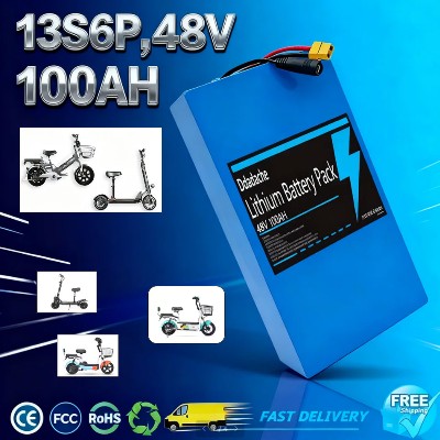 Akumulator litowy 2026 18650 pakiet baterii 13S6P 48V 100Ah 2000W baterie do skuterów Citycoco wbudowany BMS 50A możliwość dostosowania wtyczki