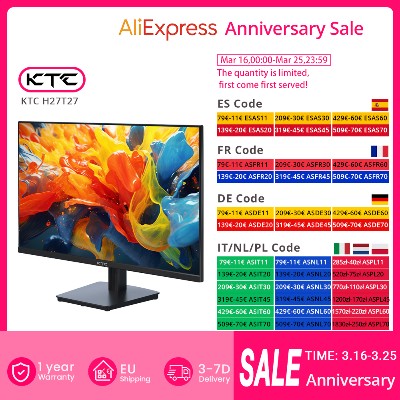 Monitor gamingowy KTC H27T27 27 cali QHD 100HZ120Hz 2560x1440 IPS Fast Panel Screen 169 ELED 1ms GTG Czas reakcji 99 sRGB HDR10