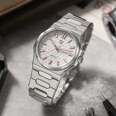 Watchdives WD Premier WD0016B 39mm Zegarek męski VH31 Sweep Quartz Szkło szafirowe MUSOU Super Black Wodoodporny do 100M Stalowy męski