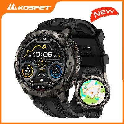 KOSPET Tank T4 Męski Wytrzymały Smartwatch Klasy Militarnej Całkowicie Ze Stali Nierdzewnej GPS Wodoodporność 100M Nurkowanie Wolne 45M Monitorowanie Zdrowia
