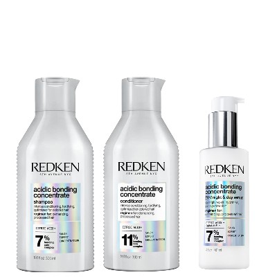 Redken Acidic Bonding Concentrate Shampoo 300ml Conditioner 300ml and 247 Night Day Serum 100ml Repair Damaged Hair Bundle