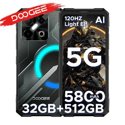 DOOGEE Blade GT Pro 5G Wzmocniony telefon ekran 672 120Hz 32GB RAM 1220 512GB pamięci ultra cienki 105mm efekt świetlny LED aparat AI 100MP
