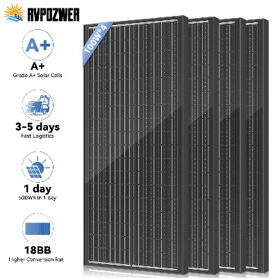 RVPOZWER 128V 100W Sztywny Panel Słoneczny 18BB Ogniwa Słoneczne Typu Monokrystaliczny Krzem Wodoodporny Panel Słoneczny KempingDomRV