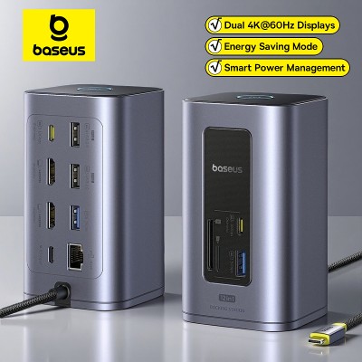 Baseus 12in1 USB HUB do HDMI 4K60Hz Dual Display USB 32 Adapter RJ45 SD TF PD 100W Stacja dokująca do Window Mac Hub