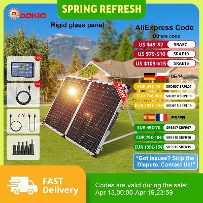 DOKIO 100W160W200W 18V Składany monokrystaliczny wodoodporny panel słoneczny walizce kontrolerem 12V Chin