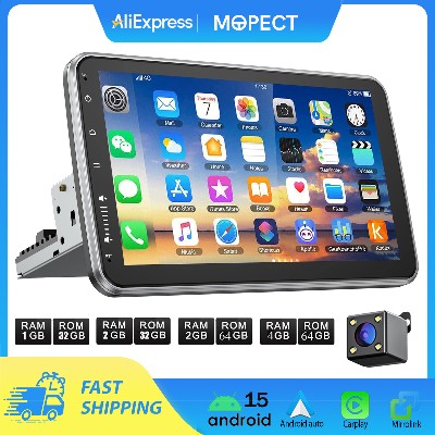 Uniwersalne radio samochodowe MOPECT Android 15 101 360 Ekran dotykowy DIN Bezprzewodowy CarPlay Android Auto GPS Navi RDS WiFi Mikrofon FM