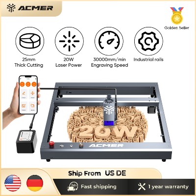 Laserowa grawerka ACMER P2 102033W automatycznym systemem podawania powietrza WIFI maszyna do grawerowania cięcia do obróbki drewna skóry do zastosowań komercyjnych