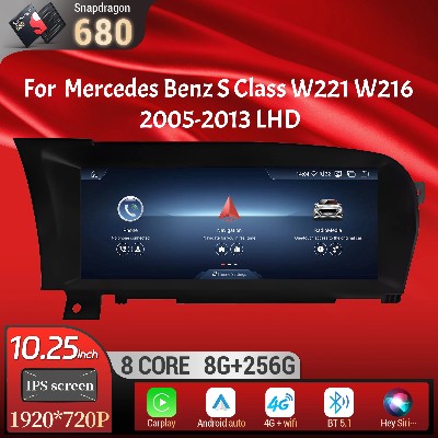 Radio samochodowe 1025 cala kierownicą po lewej stronie do Mercedes Benz Class W221 W216 20052013 Android 13 BT Carplay Snapdragon 680 Ekran