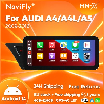 NaviFly 1025 rdzeń dla Audi A5 S5 B8 A4 A4L S4 20092017 Carplay Android odtwarzacz Auto Multimedia GPS DSP Radio samochodowe Autoradio