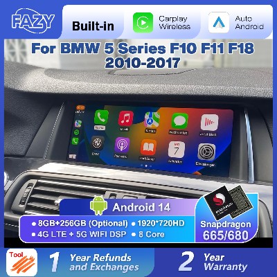 Qualcomm 665680 1025 Android 14 Bezprzewodowy Carplay do BMW serii F10 F11 F18 20102017 Ekran samochodowy Radio Stereo GPS Navi DSP