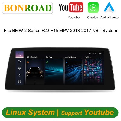 Monitor samochodowy Bonroad 1025 Linux Carplay Android do BMW serii F22 F45 MPV 20132017 systemem NBT Airplay radiem
