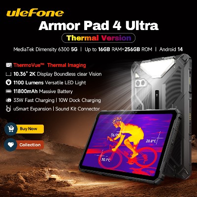 Ulefone Armor Pad Ultra 5G Wytrzymały Tablet Termowizją 1036 2K Do 16GB RAM 256GB ROM Android 11800mAh