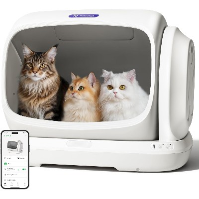 UBPET Robotail C42 Bardzo Duża Automatyczna Kuweta dla Kota 106L Odpowiednia dla Gospodarstw Wielokatowe Niski Przejście do Wejścia