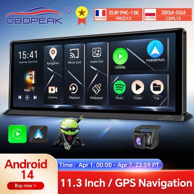 K60 Pro 113 4G64G WIFI Android 14 AI Ekran Nawigacja GPS Carplay Android AUTO 1080P Kamera samochodowa Lusterko wsteczne Rejestrator wideo