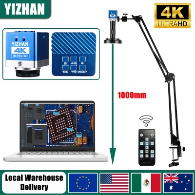 YIZHAN 4K 60MP UHD Elektroniczny Mikroskop Cyfrowy IMX415 HDMI TypeC Kamera Przemysłowa do Lutowania Obiektyw Zoomem 150X Metalowy Statyw 1080P