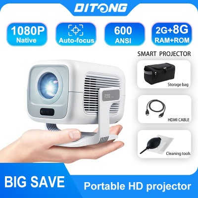 Projektor DITONG X3Plus HD natywne rozdzielenie 1080P obsługa 4K WIFI6 BT54 mini przenośny projektor LED systemem Android do domowego kina domowego