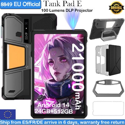 8849 TANK PAD Unihertz Wytrzymały Tablet Projektorzem Android 14 Telefon Tablet 4G 21000mAh 512GB 2TB Rozszerzalne 1095 calowy Smart Pad 2025