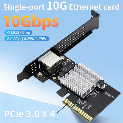 Karta sieciowa Lekuo PCIe 30 X4 na port 10G Ethernet karta sieciowa 10 Gbps RJ45 Lan dla Realtek8127 PXE wielogigabitowe prędkości sieciowe