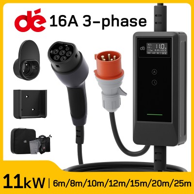 dé Przenośny kabel ładowarka EV do ładowania 11kW fazy 6m 10m 15m 20m kabel do ładowania pojazd elektryczny ładowarka do Tesla BYD