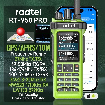 Radtel RT950 PRO Radiotelefon AMFMSSB Odbiornikiem GPS APRS 10W Bluetooth Programowanie Telefonem Radioamatorskie RT950PRO