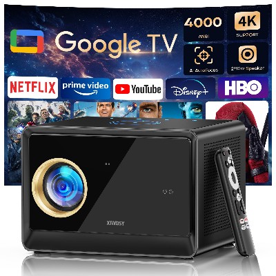 Projektor XIWBSY 4000ANSI Google TV 4K Android 110 szczelny projektor optyczny 52000 lumenów projektor WiFi6 Asystent Głosowy Google