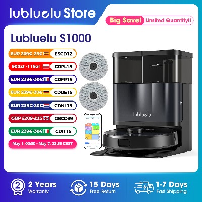 Lubluelu S1000 Robot Odkurzacz Funkcją Mopowania Samoczyszczącą Stacją AllinOne Automatyczne OpróżnianieWymywanieSuszzenie Mopa Bez Użycia Rąk 11000Pa 180 Minut Pracy