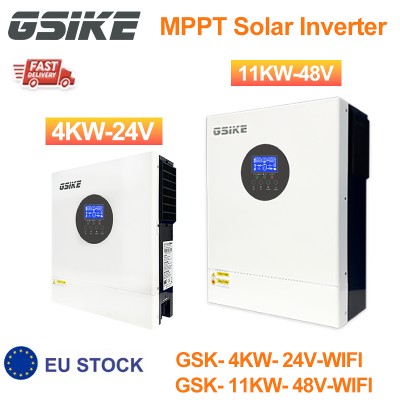 GSIKE 11KW 4KW Hybrydowy Inwerter Solarny 48V Off Grid Inwerter 48V MPPT 24V 230V 110A Ładowarka Max PV 450V BMS Kontroler Ładowania Solarnego Do Paneli Słonecznych Hybrydowy Inwerter OnOff Grid Grid
