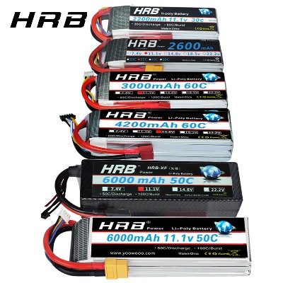 HRB RC Lipo Battery 1500mah 2200mah 2600mah 4000mah 5000mah 6000mah Lipo 2s 3s 4s Battery 222v 148v 111v 74v Lipo Battery