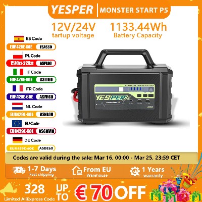 YESPER MONSTER START P5 12V24V Przenośny Rozrusznik Awaryjny 113344Wh Przenośny Starter do Koparek Samochodów Awaryjnego Rozruchu VR