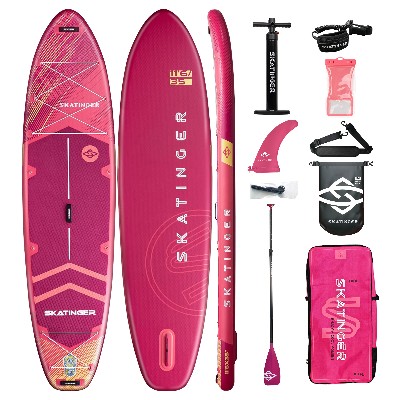 SKATINGER Prana Meteor Pink 3508915 cm yoga SUP 116 do jogi balansu spokojnego pływania bardzo stabilna platforma 89 cm 430 do 195 kg fin stabilizujący bagażniki przód tył kompletny