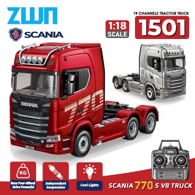 HUINA 1501 24G Ciężarówka RC ze Światłem 118 4WD Pełna Skala 19CH Samochód Zdalnie Sterowany Ciężki Ciężarówka Przyczepą Model Zabawka dla Dzieci na Prezent