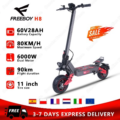 Hulajnoga elektryczna FREEBOY H8 6000W podwójnym silnikiem bateria 60V 28Ah opony 11calowe hulajnoga elektryczna podwójną amortyzacją hulajnoga terenowa dla dorosłych