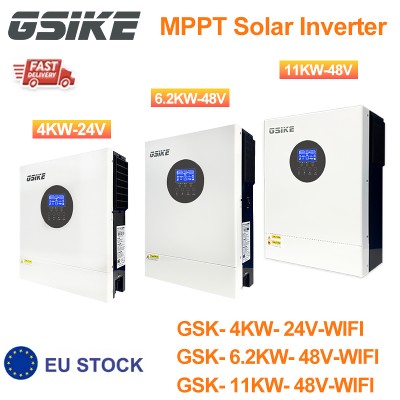 GSIKE 11KP 62KW 4KW Inwerter Solarny Hybrydowy 48V 24V 230V Inwerter OffOn Grid Czysta Sinusoida PV 500V 160A Kontroler Solarny MPPT