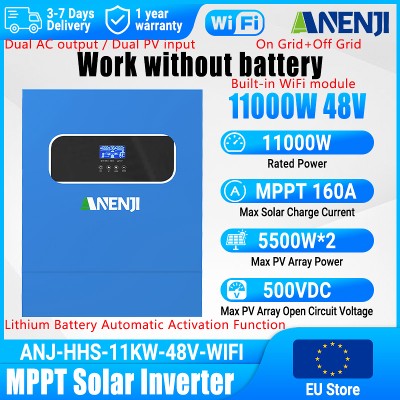 Inwerter hybrydowy solarny ANENJI 48V 11kW 62kW 42kW 24V 230VAC czysta sinusoida MPPT On GridOff Grid 160A 120A ładowarka PV 500V WIFI