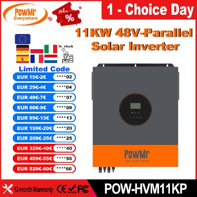 PowMr optycznie przetwornica solarna hybrydowa 11kW 48V na czysty sinus MPPT 150A regulator ładowania solarnego podwójne wyjście PV do paneli 500V WIFI