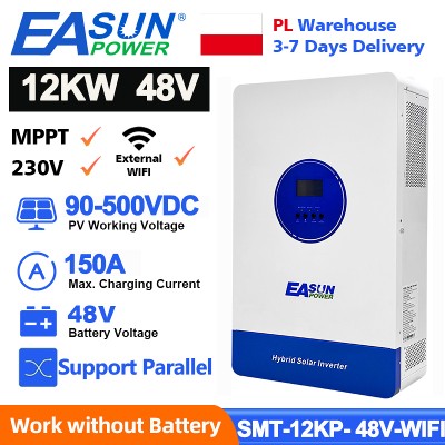 Inwerter solarny hybrydowy EASUN POWER 11kW 48V 160A MPPT Ładowarka Solarna PV 500VDC Czysty Sinusoidalny Inwerter OffGrid WIFI Możliwością Połączenia Równoległego