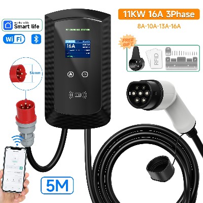 Stacja ładowania JNTAFEV 32A EV 22KW 76KW ładowarka 16A 11KW Typ Ładowarka EV 31fazowa EVSE Wallbox Sterowanie przez aplikację