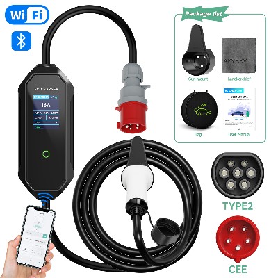 Ładowarka EV JNTAFEV 11kW Typ 16A 3fazowa Ładowarka Kontrolą WiFi przez Aplikację Skrzynka Ładująca EVSE Wtyczka CEE Akcesoria Samochodowe