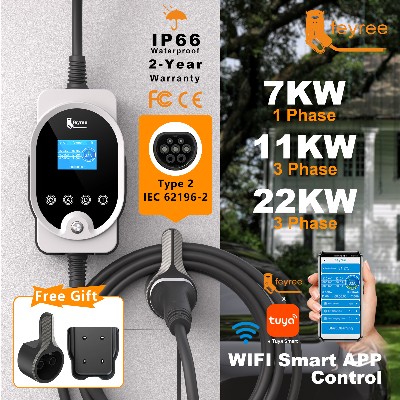 feyree Type2 Ładowarka EVSE Wallbox 22KW 11KW 3P Smart APP WiFi Control 7KW 32A 1P Ustawienie prądu czas ładowania dla samochodu elektrycznego