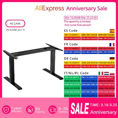 ACGAM JSZ3 Dwumotorowa 3stopniowa elektrycznie regulowana rama biurka stojącego wytrzymała udźwig 120 kg do domowego biura